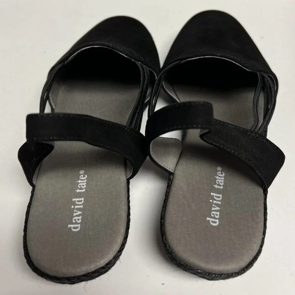 David Tate Women's Nelly Slingback Flat Black, Size 10 M